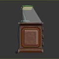 Wooden Office Desk with Drawers Featuring Table Lamp Green Lampshade and Papers
