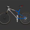 Blue And Black Mountain Bike With Red Saddle And Sturdy Frame Design