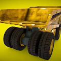Large Yellow Dump Truck With Big Tires Cab And Ladder Structure
