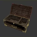 Vintage Wooden Storage Chest With Open Lid Two Compartments And Metal Handles