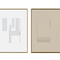 Modern Geometric 3D Wall Art With Golden Frames And White Beige Backgrounds 3d model