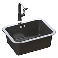 Modern Black Kitchen Sink With Silver Faucet And Sleek Design 3d model