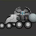 White Sci Fi Robotic Explorer With Sensor Antenna And Spherical Mechanical Creature
