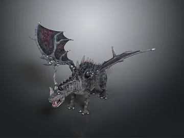 Pterosaur Grey Blue Dragon Fantasy Creatures (ID:ggajh304225)