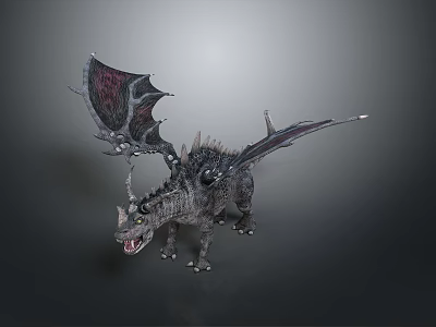 Mythical Dragon 3D Model Featuring Spiked Body Large Wings And Detailed Scales 3d model