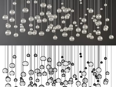 Modern Hanging Chandeliers With Spherical Glass Balls For Interior Design 3d model
