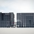 Modern High Rise Office Building With Glass Curtain Wall And Blue Sky