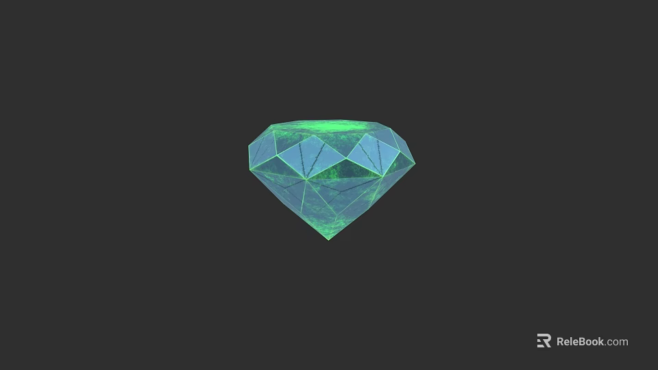 Brilliant Green Faceted Diamond Jewelry Piece For Elegant Accessory Collection 3d model 