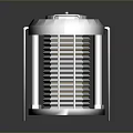 Industrial Metal Cylindrical Equipment With Grille And Layered Interior Structure
