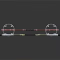 Modern Red Silver Weapons Featuring Long Handles And Circular Decorative Elements