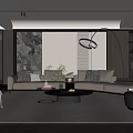 Modern Living Dining Room Interior Design With Sofa Coffee Table And Hanging Ring Light 3d model