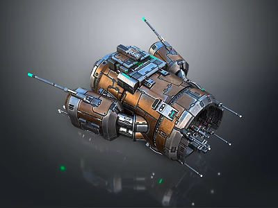 Sci Fi Mechanical Space Module With Metallic Antennas Green Lights And Control Panels 3d model