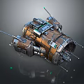 Sci Fi Mechanical Space Module With Metallic Antennas Green Lights And Control Panels