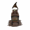 Vintage Wooden Phonograph Classic Electrical Appliance With Horn Speaker And Stand Design