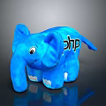 Blue Elephant Plush Toy With Cute Face And PHP Text Design