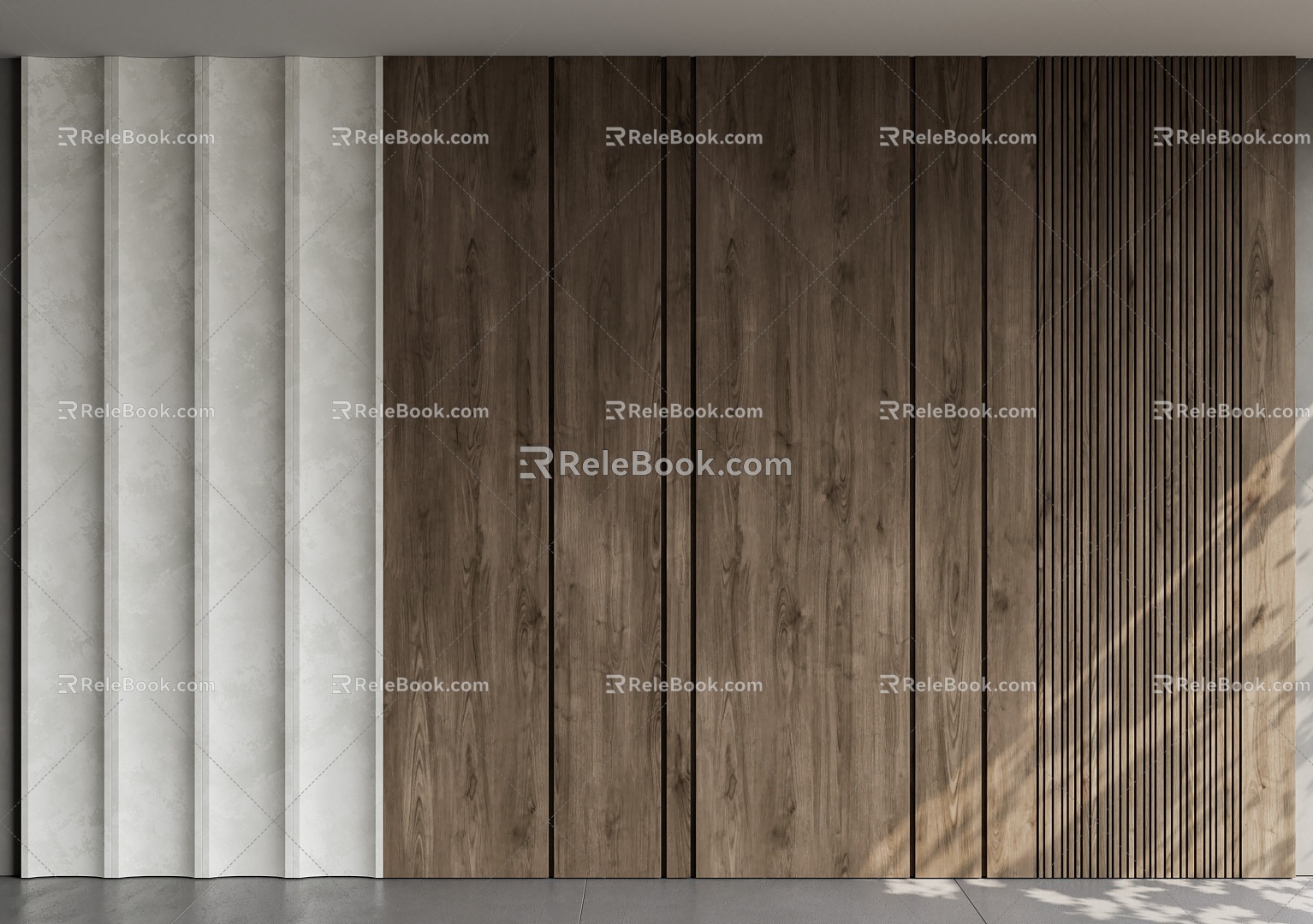 Wood veneer background wall panel wall trim 3d model