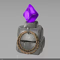 Stacked Gray Stone Structure Featuring Purple Diamond Metal Ring And Brown Rope