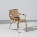 Golden Metallic Single Chair With Modern Design And Sleek Armrests