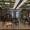 Shopping Mall Clothing Store Interior With Display Racks Decorative Ceiling Chandelier And Mirror Table