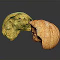 Fresh Baked Bread Two Sliced Pieces Golden Crust Soft Porous Interior on Black Surface
