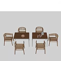 Wooden Dining Table Set With Six Matching Chairs And Minimalist Design