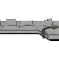 Light Gray L Shaped Sectional Sofa With Multiple Cushions And Throw Blanket For Modern Decor 3d model