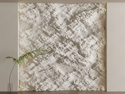 Natural Textured Wall Surface with Green Plant in Modern Interior Decor 3d model