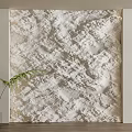 Natural Textured Wall Surface with Green Plant in Modern Interior Decor