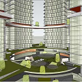 Architectural Floor Plan of Circular Public Venue With Seating Areas and Central Core