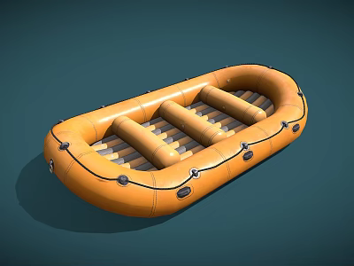 Orange Inflatable Yacht With Multiple Air Chambers And Striped Floor Open Design 3d model