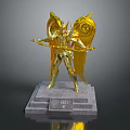 Golden Atlas Statue With Golden Wings Standing On Stone Pedestal
