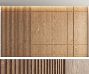 Modern background wall wood veneer background wall trim 3d model