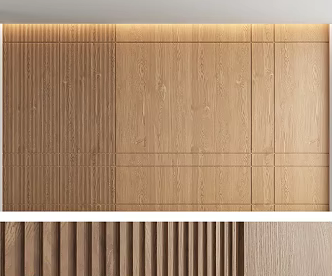 Modern background wall wood veneer background wall trim 3d model
