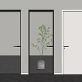 Modern Interior Hinged Doors With Glass Panel Striped Design And White Solid Finish 3d model