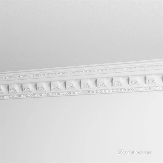 Decorative Architectural Sculpture With Intricate Patterns On White Plaster Cornice 3d model 
