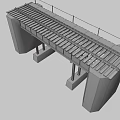 Railway Bridge Structure With Concrete Piers Rail Tracks and Support Beams