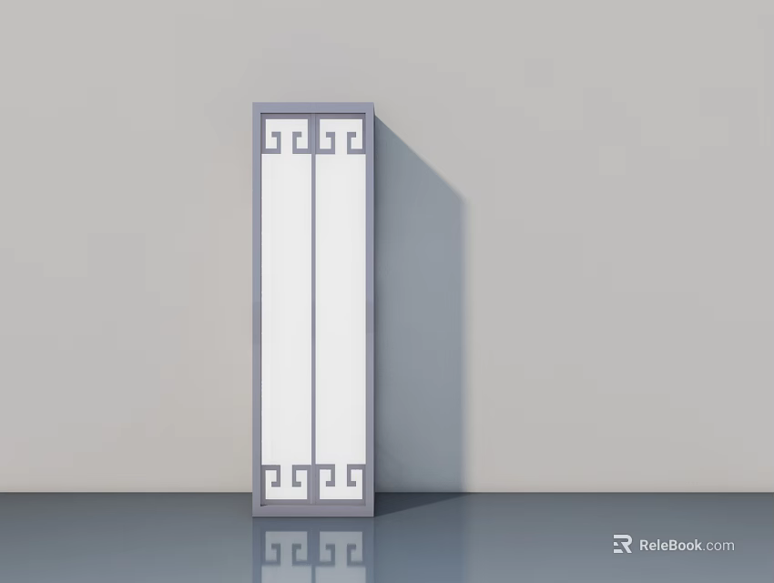 Modern Interior White Swing Door With Geometric Frame On Gray Wall 3d model