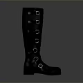 Black Long Leather Boots With Metal Buckles For Stylish Daily Wear