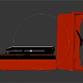 Modern Black And Red Turntable With Red Speakers For Vinyl Playback