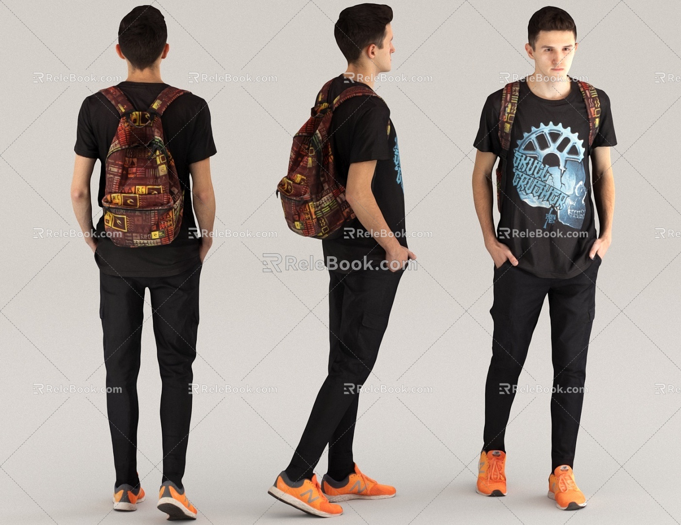 Man passerby pedestrian backpacker student youth 3d model