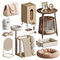 Stylish Pet Furniture Collection With Cat Scratchers Beds Trees And Feeding Bowls