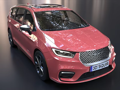 Pink Modern MPV Car With Sunroof Sleek Body And Stylish Front Grille Design 3d model