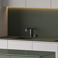 Modern Kitchen Interior With Sleek Grey White Cabinets And LED Strip Lighting 3d model