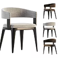 Modern Gray Fabric Upholstered Dining Chairs With Dark Wooden Legs Sleek Design