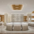 Modern Jewelry Store Interior Design With Arched Display Cases Wooden Walls And Sleek Counters