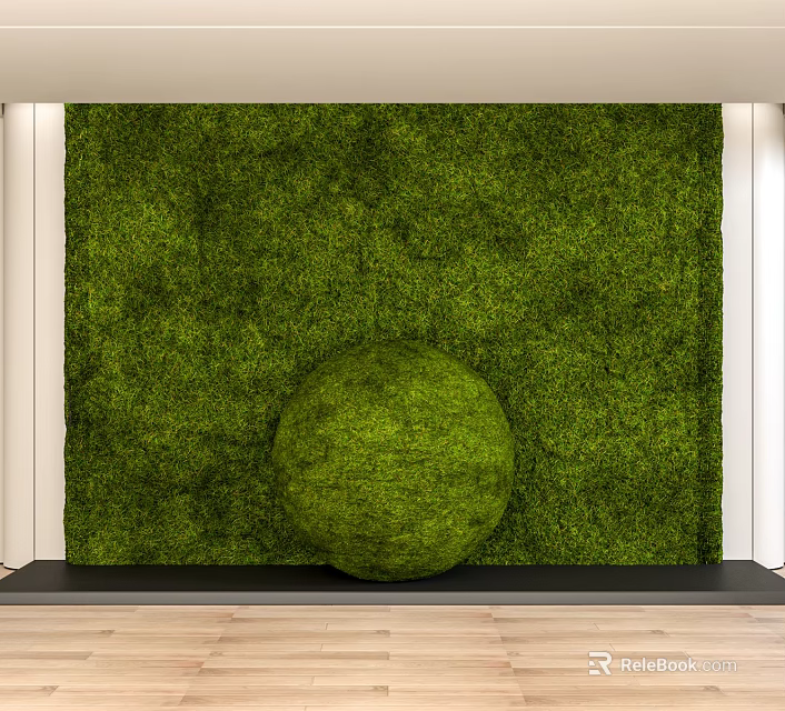 Moss Plant Combination With Green Moss Wall And Decorative Moss Ball 3d model 