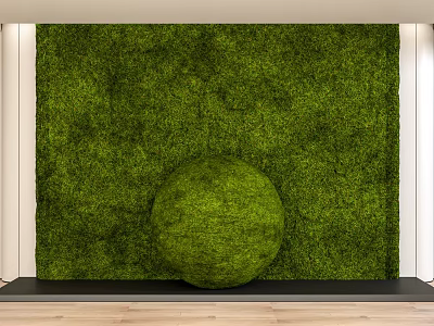 Moss Plant Combination With Green Moss Wall And Decorative Moss Ball 3d model