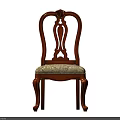 Traditional Wooden Single Chair With Carved Backrest And Floral Upholstered Seat