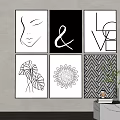 Modern Home Wall Decor with Black and White Line Art Patterns 3d model