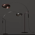 Modern Arched Floor Lamp With Copper Round Shade And Black Base 3d model